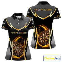 Load image into Gallery viewer, Gold Dartboard Lightning Darts Polo &amp; 1/4 Zip Custom Darts Shirt For Women, Darts Team Jersey TDM5334