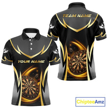 Load image into Gallery viewer, Gold Dartboard Lightning Darts Polo &amp; 1/4 Zip Custom Darts Shirt For Men, Darts Team Jersey TDM5334