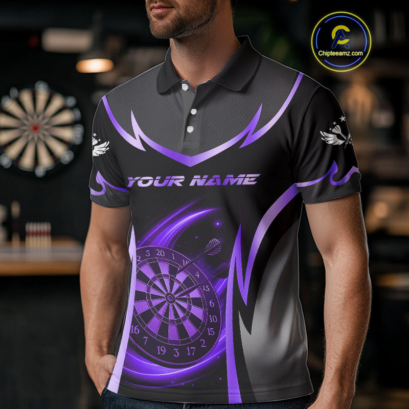 Purple Dartboard Lightning Darts Polo & 1/4 Zip Custom Darts Shirt For Men, Darts Team Jersey TDM5335