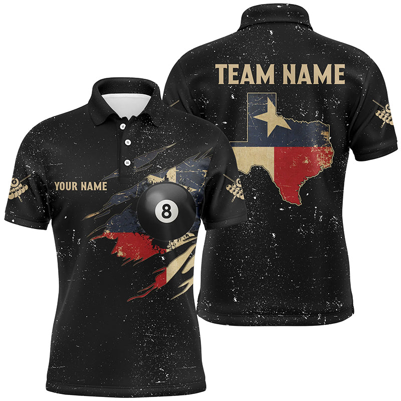 Personalized Retro Texas Flag Billiard Men Polo Shirts Custom Patriotic Billiard Jerseys Uniform TDM1155