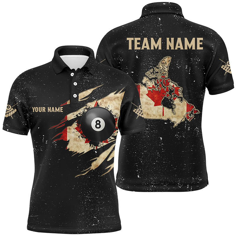 Personalized Retro Canada Flag Billiard Men Polo Shirts Custom Patriotic Billiard Jerseys Uniform TDM1157