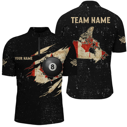 Custom Retro Canada Flag Billiard Men Quarter-Zip Shirt, Patriotic Billiard Jerseys Uniform TDM1157