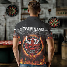 Load image into Gallery viewer, Personalized Fire Dartboard Dragon Dart Shirts For Men Custom Dart Team Jersey Polo &amp; Quarter Zip TDM3807