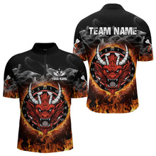 Load image into Gallery viewer, Personalized Fire Dartboard Dragon Dart Shirts For Men Custom Dart Team Jersey Polo &amp; Quarter Zip TDM3807