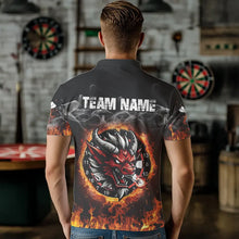 Load image into Gallery viewer, Personalized Fire Dartboard Dragon Dart Shirts For Men Custom Dart Team Jersey Polo &amp; Quarter Zip TDM3808