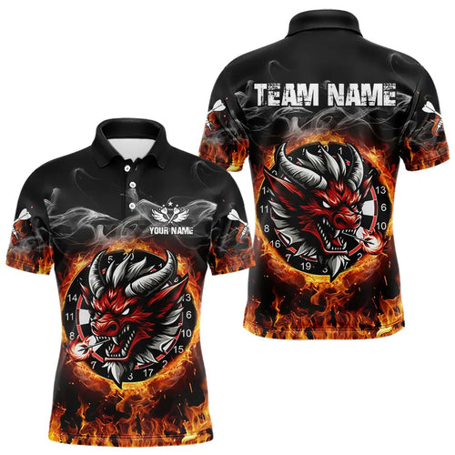 Personalized Fire Dartboard Dragon Dart Shirts For Men Custom Dart Team Jersey Polo & Quarter Zip TDM3808