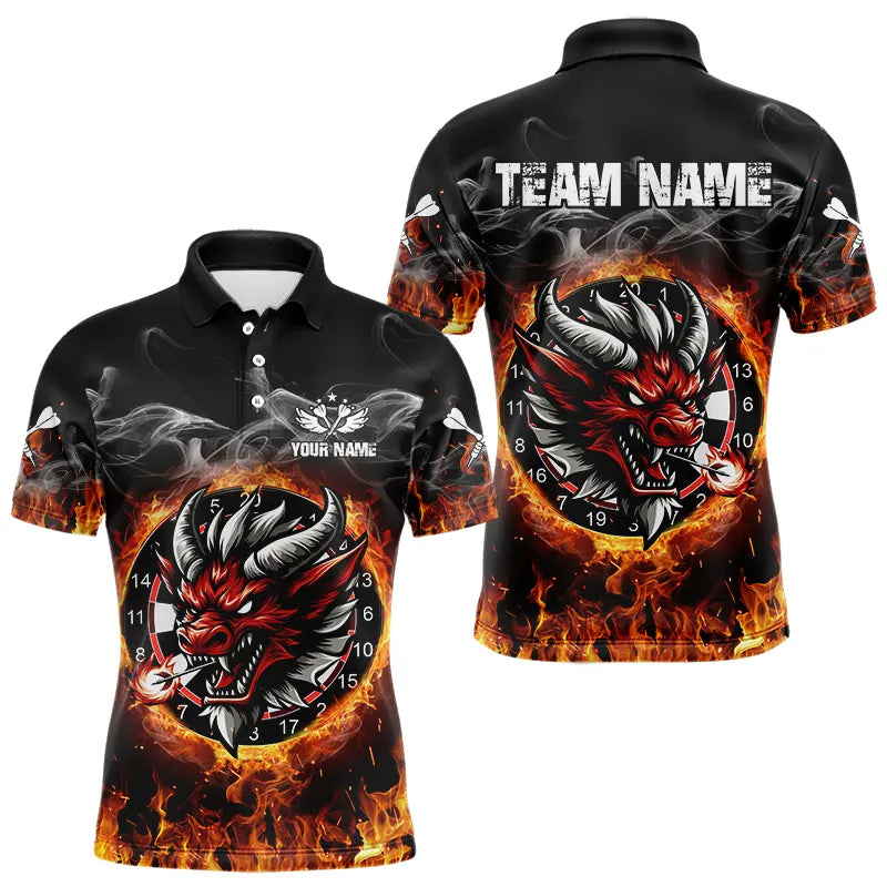 Personalized Fire Dartboard Dragon Dart Shirts For Men Custom Dart Team Jersey Polo & Quarter Zip TDM3808