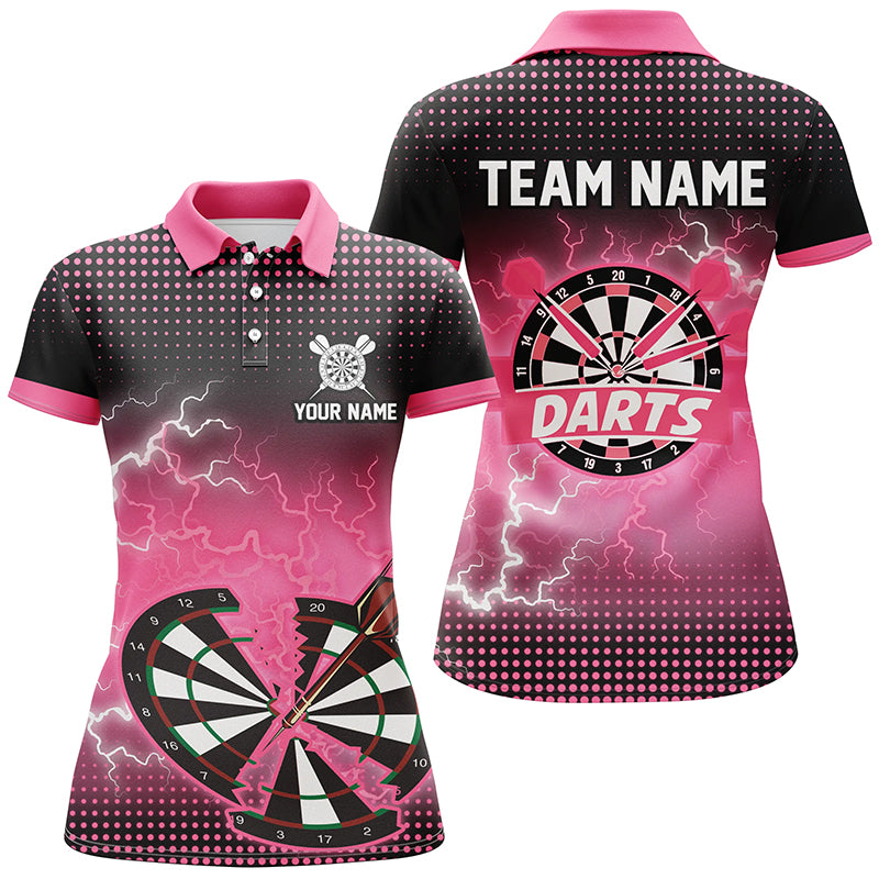 Funny Pink Crack Dartboard Thunder Lightning 3D Printed Custom Women Darts Shirts Darts Team Jerseys TDM1924