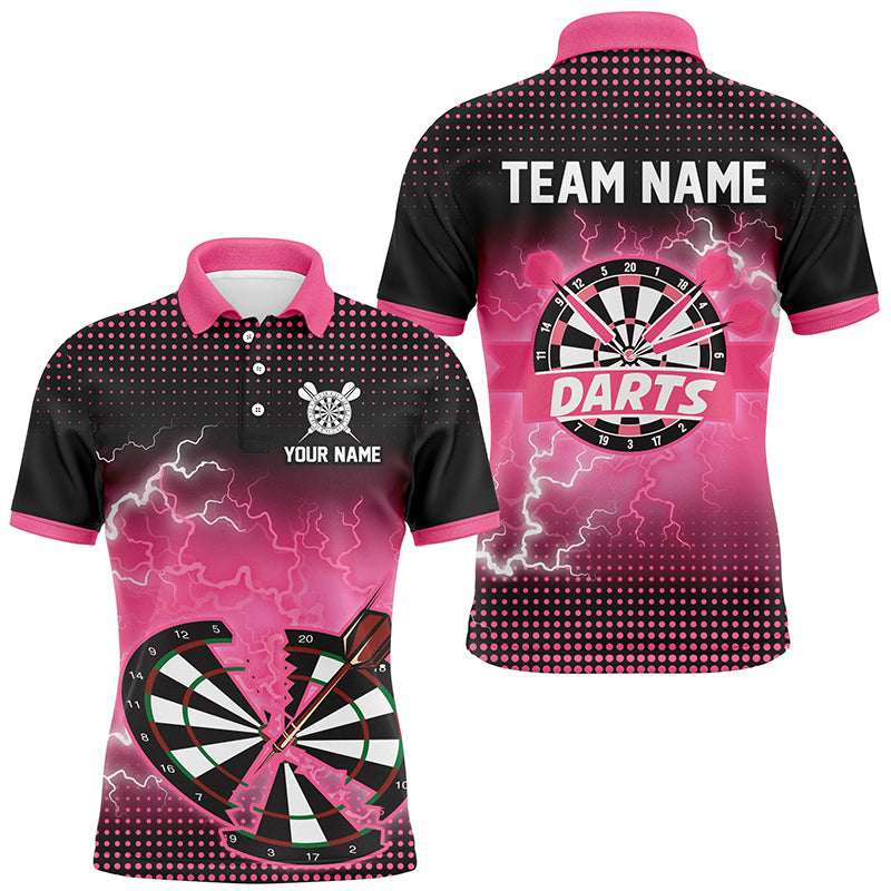 Funny Pink Crack Dartboard Thunder Lightning 3D Printed Custom Men Darts Shirts Darts Team Jerseys TDM1924