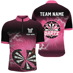 Funny Pink Crack Dartboard Thunder Lightning 3D Printed Custom Men Darts Shirts Darts Team Jerseys TDM1924