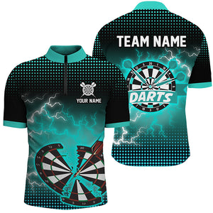 Funny Turquoise Crack Dartboard Thunder Lightning 3D Printed Custom Women Darts Shirts Darts Jerseys TDM1925