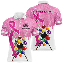 Load image into Gallery viewer, Pink Ribbon Billiard Balls Breast Cancer Awareness Pool Shirts For Men Custom Billiard Jerseys TDM2113