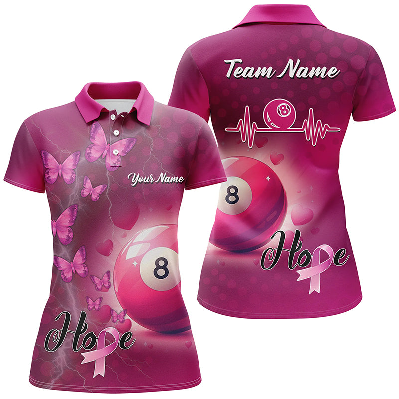 Pink 8 Ball Pool Billiard Shirts For Women Custom Name Breast Cancer Awareness Billiard Team Jerseys TDM2114