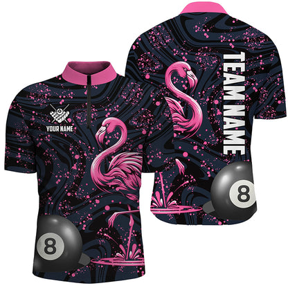 Pink Grunge Flamingo 8 Ball Pool Billiard Shirts For Men Custom Billiard Team Jerseys Apparel TDM2117