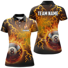 Load image into Gallery viewer, Personalized Fire 8 Ball Pool Thunder Billiard Shirts For Women, Flame Billiard Jerseys | Yellow TDM2375