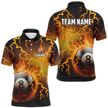 Load image into Gallery viewer, Personalized Fire 8 Ball Pool Thunder Billiard Shirts For Men, Flame Billiard Jerseys | Yellow TDM2375