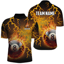 Load image into Gallery viewer, Personalized Fire 8 Ball Pool Thunder Billiard Shirts For Men, Flame Billiard Jerseys | Yellow TDM2375