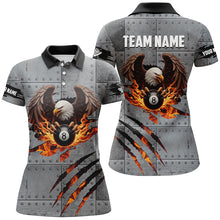 Load image into Gallery viewer, Personalized Eagle 8 Ball Fire Billiard Polo, 1/4 Zip Shirts For Women, 8 Ball Pool Billiard Jerseys TDM2376