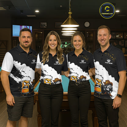 Personalized Black And White Angry Beer 8 Ball Pool Billiard Shirt For Men Funny Pool Team Jersey TDM7386
