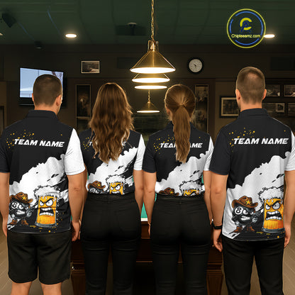 Personalized Black And White Angry Beer 8 Ball Pool Billiard Shirt For Men Funny Pool Team Jersey TDM7386