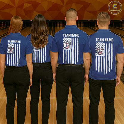 Custom Red, White And Blue American Flag Bowling Shirts For Men, Patriotic Bowling Team Jersey TDM7707