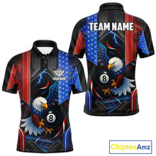 Load image into Gallery viewer, American Flag Eagle 8 Ball Billiard Polo &amp; 1/4 Zip For Men Custom Billiard Jersey, Pool Team Shirt TDM5112