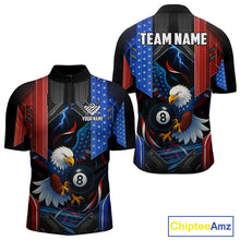 Load image into Gallery viewer, American Flag Eagle 8 Ball Billiard Polo &amp; 1/4 Zip For Men Custom Billiard Jersey, Pool Team Shirt TDM5112