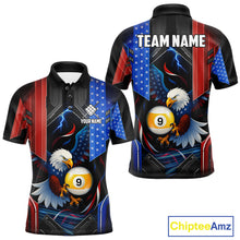 Load image into Gallery viewer, American Flag Eagle 9 Ball Billiard Polo &amp; 1/4 Zip For Men Custom Billiard Jersey, Pool Team Shirt TDM5113