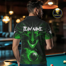 Load image into Gallery viewer, Personalized Dragon 8 Ball Fire Flame 3D Billiard Shirt For Men, Billiard League Team Jersey|Green TDM5594