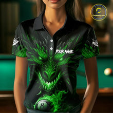 Load image into Gallery viewer, Personalized Dragon 8 Ball Fire Flame 3D Billiard Shirt For Women, Billiard League Team Jersey|Green TDM5594