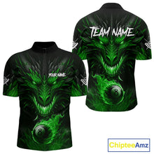 Load image into Gallery viewer, Personalized Dragon 8 Ball Fire Flame 3D Billiard Shirt For Men, Billiard League Team Jersey|Green TDM5594