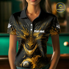 Load image into Gallery viewer, Personalized Dragon 8 Ball Fire Flame 3D Billiard Shirt For Women, Billiard League Team Jersey|Yellow TDM5595