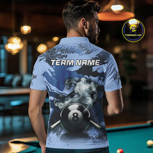 Load image into Gallery viewer, Personalized 8 Ball Pool Smoke Custom Blue Camo Men Polo Shirts, Billiard Snooker Outfits TDM1014