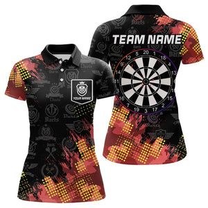Grunge Red Yellow Dart Shirt With Pocket Option For Women Custom Darts Jerseys TDM3506