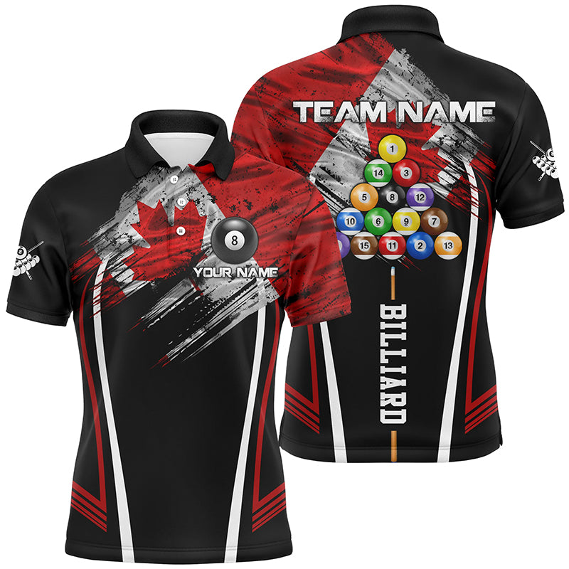 Personalized Canadian Billiard Jerseys Men Polo Shirts Custom Patriotic Billiard Canada Flag Shirts TDM1165