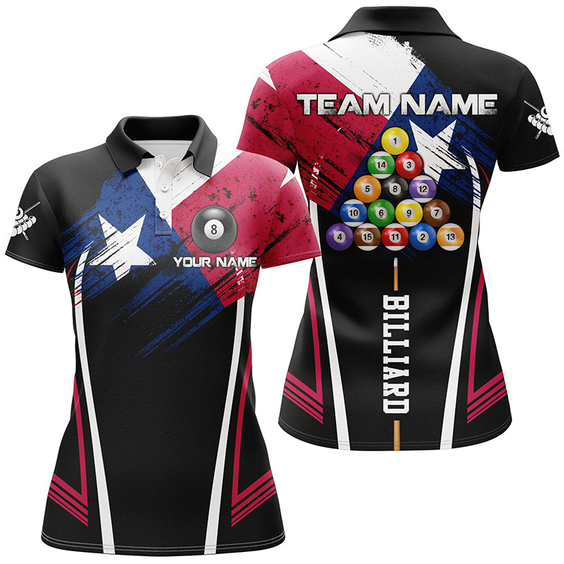 Personalized Texas Billiard Jerseys Women Polo Shirts Custom Patriotic Billiard Texas Flag Shirts TDM1166