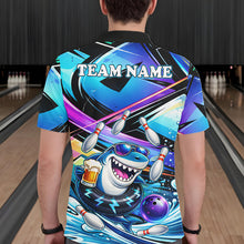 Load image into Gallery viewer, Blue Funny Shark Graffiti Bowling Shirts For Men, Best Bowling Team Jersey Polo &amp; Quarter Zip TDM6209