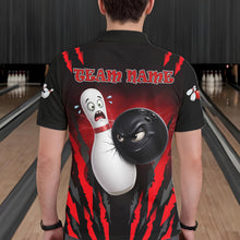 Load image into Gallery viewer, Funny Bowling Ball Custom Black And Red Bowling Shirt For Men, Bowling Team Jersey Polo &amp; 1/4 Zip TDM6210