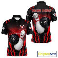 Load image into Gallery viewer, Funny Bowling Ball Custom Black And Red Bowling Shirt For Men, Bowling Team Jersey Polo &amp; 1/4 Zip TDM6210