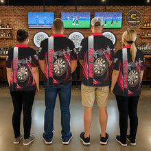Load image into Gallery viewer, Personalized Red Swirl Heartbeat Darts Shirt For Women Custom Darts Jersey Team Polo &amp; 1/4 Zip TDM6213
