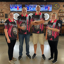 Load image into Gallery viewer, Personalized Red Swirl Heartbeat Darts Shirt For Women Custom Darts Jersey Team Polo &amp; 1/4 Zip TDM6213