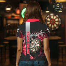 Load image into Gallery viewer, Personalized Red Swirl Heartbeat Darts Shirt For Women Custom Darts Jersey Team Polo &amp; 1/4 Zip TDM6213