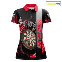 Load image into Gallery viewer, Personalized Red Swirl Heartbeat Darts Shirt For Women Custom Darts Jersey Team Polo &amp; 1/4 Zip TDM6213