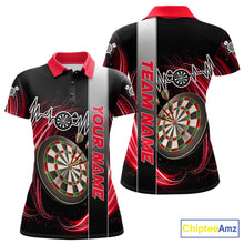 Load image into Gallery viewer, Personalized Red Swirl Heartbeat Darts Shirt For Women Custom Darts Jersey Team Polo &amp; 1/4 Zip TDM6213
