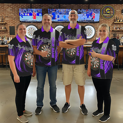 Personalized Purple Swirl Heartbeat Darts Shirt For Women Custom Darts Jersey Team Polo & 1/4 Zip TDM6215