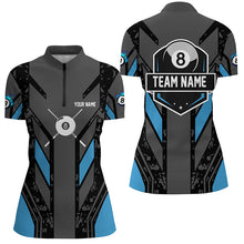 Load image into Gallery viewer, Blue Billiard 8 Ball Pool Polo &amp; Quarter-Zip Shirts For Women Custom Billiard Team Jerseys Attire TDM1719