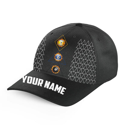 Personalized 8 Ball 9 Ball & 10 Ball Billiard Hats For Pool Player, Top Hats Billiard Baseball Cap TDM2121