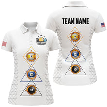 Load image into Gallery viewer, Personalized Billiard 8 Ball 9 Ball 10 Ball Shirts For Women, Unique Team Jersey White Billiard Shirt TDM2122