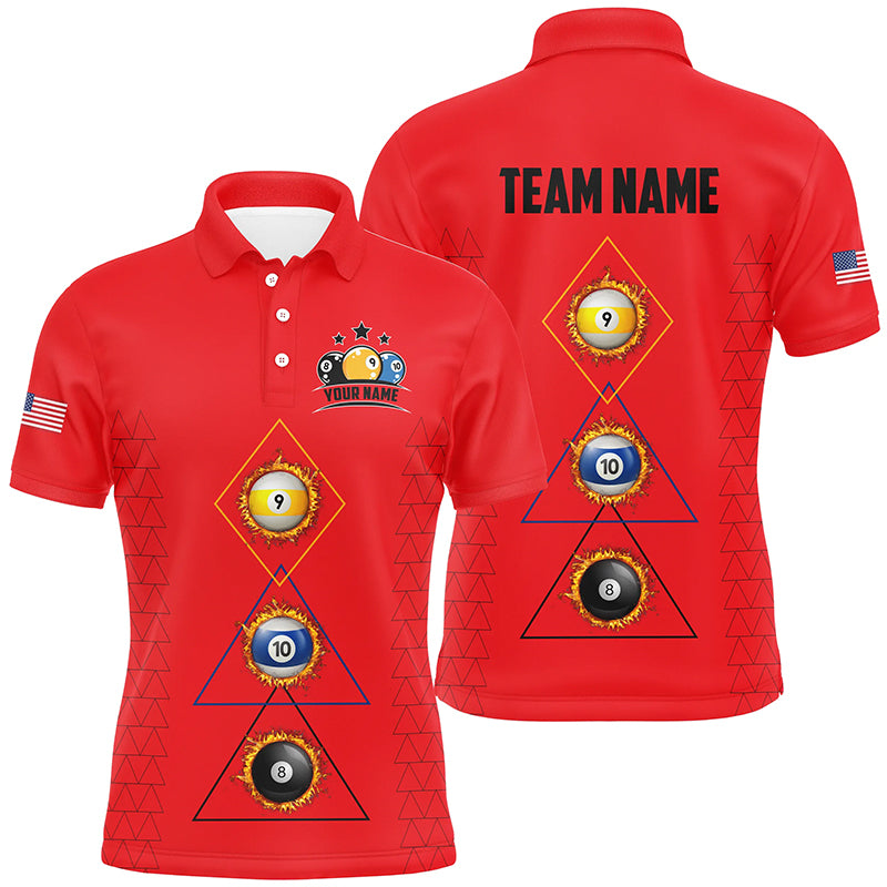 Personalized Billiard 8 Ball 9 & Ball 10 Ball Shirts For Men, Unique Team Jersey Red Billiard Shirt TDM2124
