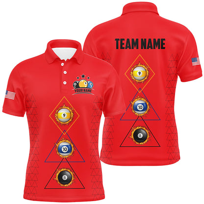 Personalized Billiard 8 Ball 9 & Ball 10 Ball Shirts For Men, Unique Team Jersey Red Billiard Shirt TDM2124
